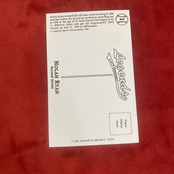 Vintage Nolan Ryan 1991 Legends Post Card Texas Rangers #1 - Picture 2 of 4